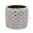 7” Regal Stone Hobnail Planter with Gold Accents