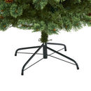 7’ White Mountain Pine Artificial Christmas Tree with 400 Clear LED Lights and Pine Cones