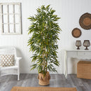 75” Bamboo Artificial Tree in Handmade Natural Jute Planter with Tassels
