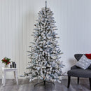 7.5’ Flocked Livingston Fir Artificial Christmas Tree with Pine Cones and 1336 Bendable Branches