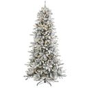 7.5’ Flocked Livingston Fir Artificial Christmas Tree with Pine Cones and 500 Warm LED Lights