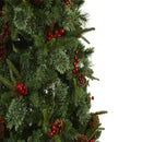 7.5’ Norway Mixed Pine Artificial Christmas Tree with 450 Clear LED Lights, Pine Cones and Berries