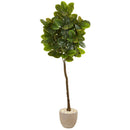 78” Rubber Leaf Artificial Tree in Sand Stone Planter (Real Touch)