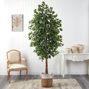 8’ Ficus Artificial Tree with Handmade Natural Jute and Cotton Planter