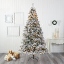 8' Flocked White River Mountain Pine Artificial Christmas Tree with Pinecones and 500 Clear LED Lights