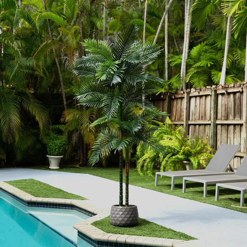 planting robellini palm trees 8' UV Resistant Artificial Double Robellini Palm Tree (Indoor/Outdoor)