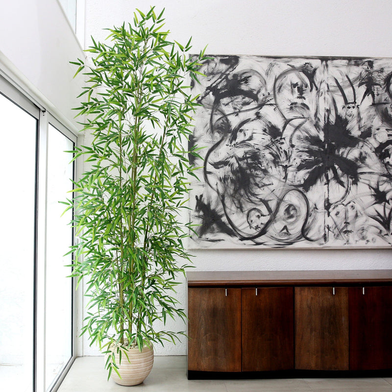 fake bamboo plants for indoors 9' Artificial Green Bamboo Tree