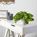 9" Artificial "Real Touch" Pothos in White Planter