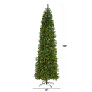 9’ Slim Green Mountain Pine Artificial Christmas Tree with 600 Clear LED Lights