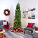 9’ Slim Green Mountain Pine Artificial Christmas Tree with 600 Clear LED Lights