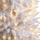 9’ Slim White Artificial Christmas Tree with 600 Warm White LED Lights and 1860 Bendable Branches