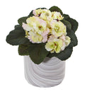 African Violet Artificial Plant in Marble Vase (Set of 2)