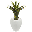 Artificial Agave Plant in White Planter