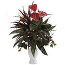 Anthurium w/Mixed Greens & White Vase