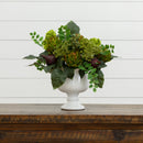 15" Artificial Artichoke and Hydrangea Arrangement