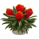 Bromeliad Artificial Plant in Weathered Oak Planter