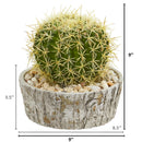 Cactus Artificial Plant in Weathered Oak Planter
