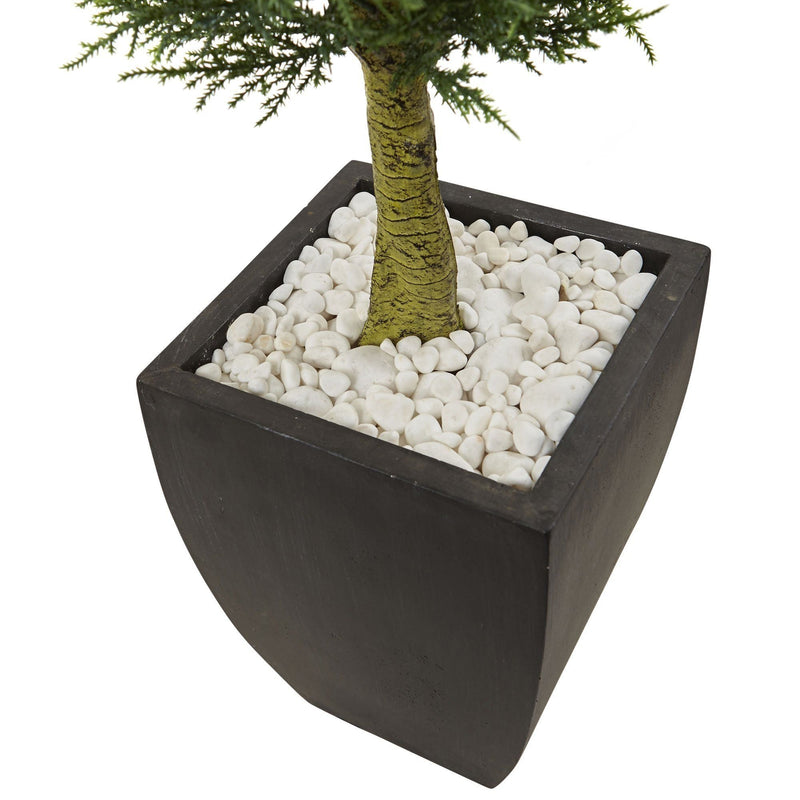 Nearly Natural 4.5-ft Cypress Topiary with Black Planter, UV Resistant (Indoor/Outdoor)