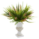 Eucalyptus and Grass Artificial Plant in White Urn (Set of 3)