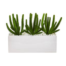 Finger Cactus Artificial Plant in White Vase
