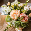Artificial Silk Flower Bouquet Champagne Rose 12" Tall