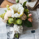 Artificial Silk Flower Bouquet Champagne Rose 12" Tall