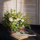 Artificial Flower Bouquet Greenery White Rose Bouquet 13" Tall