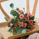 Artificial Silk Flower Bouquet Pink Rose 12" Tall