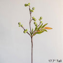 Artificial Fruit Green Berry Leaf Stem 18" Tall Silk Plant