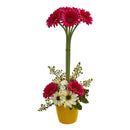 Gerber Daisy Artificial Arrangement in Ceramic Vase