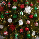 70 Red and Green Shatterproof Christmas Tree Ornament Set with Re-Useable Container