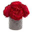 Large Rose Artificial Arrangement in Gray Vase