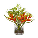 Mini Heliconia & Palm Tropical Artificial Arrangement