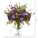 Morning Glory Artificial Arrangement in Royal Glass Urn