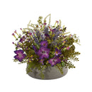 Morning Glory Artificial Arrangement in Stone Planter