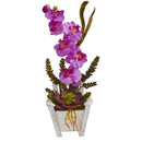 Phalaenopsis Orchid & Succulent Artificial Arrangement in Chair Planter