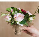 Artificial Silk Raspberry Rose Bouquet 7" Tall
