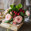 Artificial Silk Raspberry Rose Bouquet 7" Tall