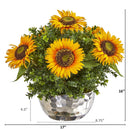 Sunflower Artificial Arrangement in Silver Vase