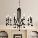Artistic black metal crystal chandelier dining room led lighting