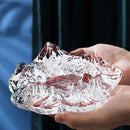 Artistic clear & gold iceberg glass dessert plate dining room decor