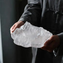 Artistic clear & gold iceberg glass dessert plate dining room decor