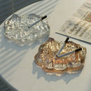 Artistic clear & gold iceberg glass dessert plate dining room decor