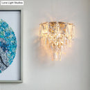 Artistic gold crystal tiered wall lamp living room light fixture