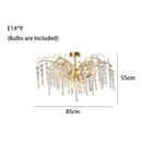 Artistic gold crystal wistaria ceiling chandelier for dining room