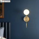 Artistic gold spherical wall lighting fixture bedroom glass sconce