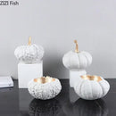 Artistic green and white gold pumpkin resin sculpture living room decor