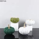 Artistic green and white gold pumpkin resin sculpture living room decor