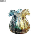 Artistic teal & gold bubble glass vase living room hydroponic decor