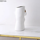 Artistic white and gold rose relief head vase bedroom decor